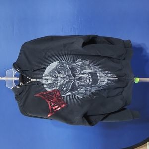 Tapout Zip Up Hoodie, XL, Black, Grey & Foil Red